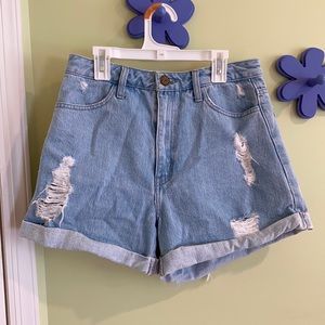 show me your mumu high wasted denim shorts